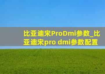 比亚迪宋ProDmi参数_比亚迪宋pro dmi参数配置